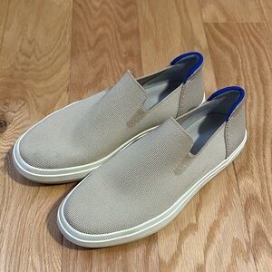 Rothy’s Beige/Latte Slip-On Shoes with Blue Accents
